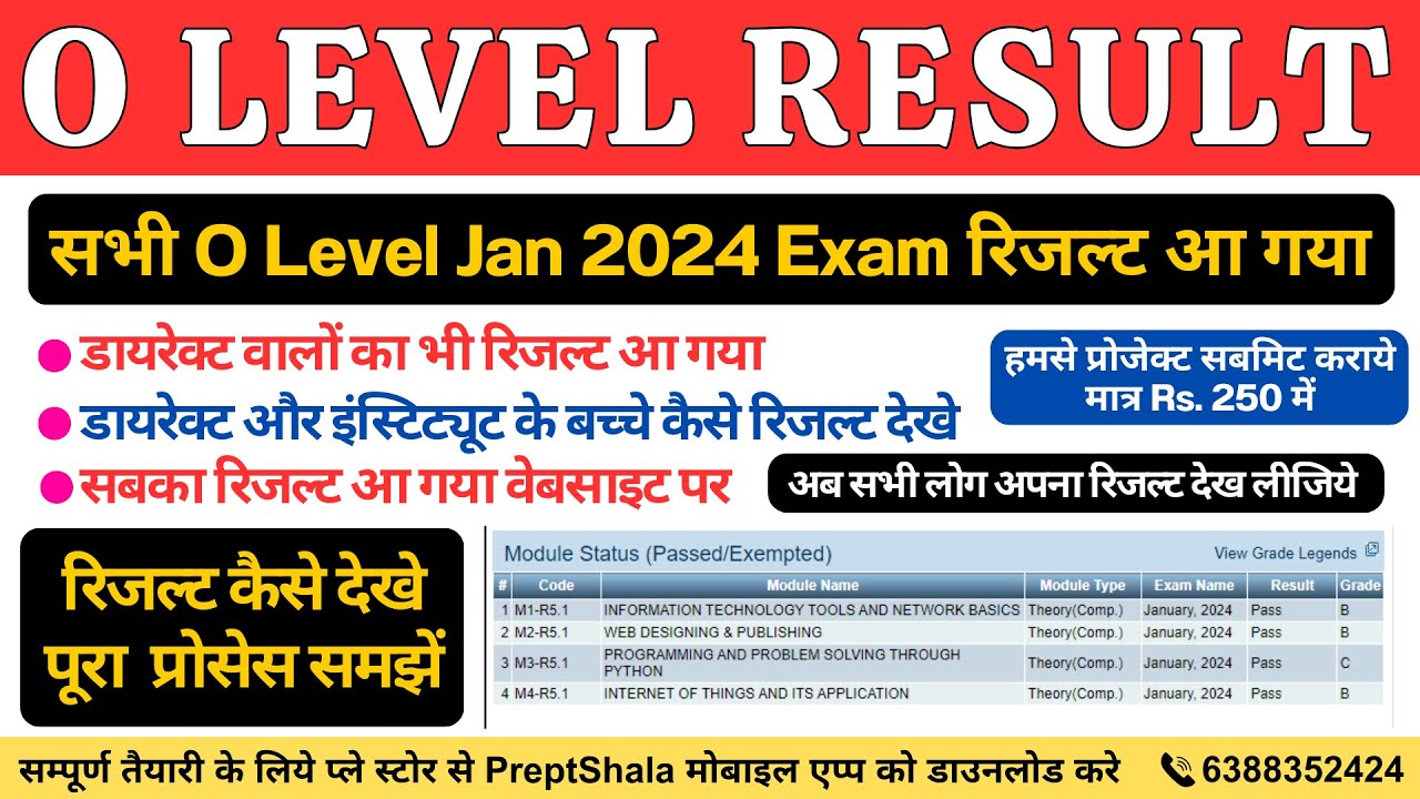 O Level January 2024 Result Out O Level NIELIT O Level NIELIT