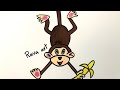 How To Draw Monkey With A Banana For Kids طريقة رسم قرد يأكل موزة خطوة بخطوة للأطفال 