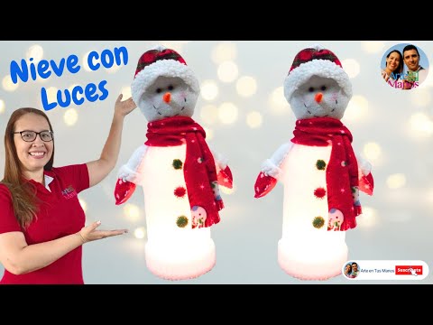 ⛄️Cómo hacer una LÁMPARA NAVIDEÑA con un Muñeco de Nieve en BOTELLA RECICLADA⛄️