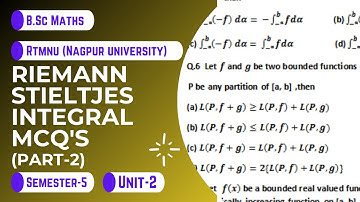 Riemann Stieltjes Integral | Multiple Choice Questions| Part-2| RTMNU |Nagpur University| B.Sc.Maths