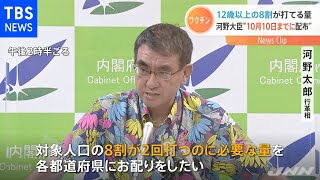 河野大臣「対象者の８割が打てる量を配布」 １０月１０日まで