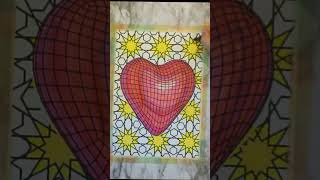 Free Printable Heart Coloring Page with Sunburst Background