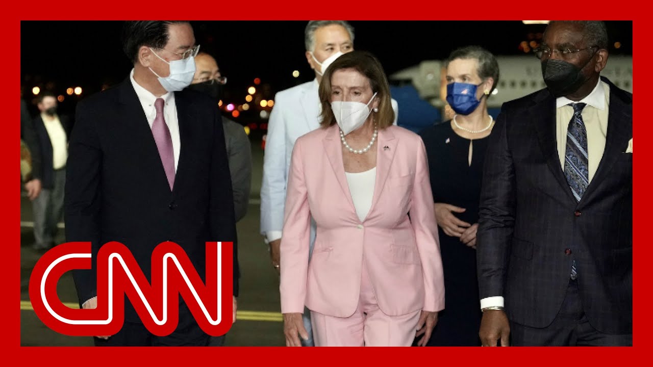 Watch the moment Nancy Pelosi steps off the plane in Taiwan