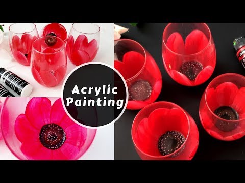 Flower stemmed Glass Project - Painting On Glass - Glass Painting