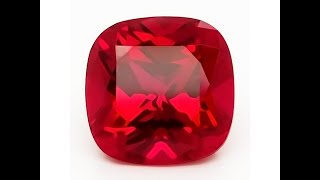 Famous Chatham Square Cushion Cut Ruby: Lab grown square cushion cut rubies Profile