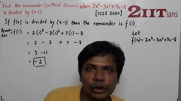 FACTORISATION Ex6 Bonus1 Class X ICSE | IIT JEE  Using remainder theorem on dividing f(x) by (x + 3)