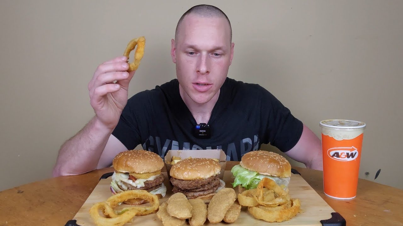 A&W Burgers and More Mukbang - YouTube