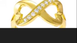 Sterling Silver Infinity Heart CZ Ring with Gold Overlay, Sizes 5-10 - SuperJeweler.com