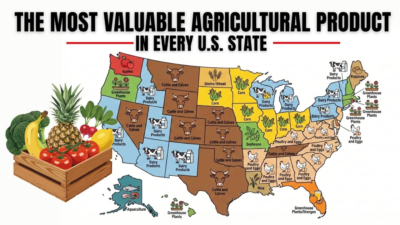 The Most Valuable Agricultural Product in Every U.S. State 🌾| What Each State Grows the Most 🌽