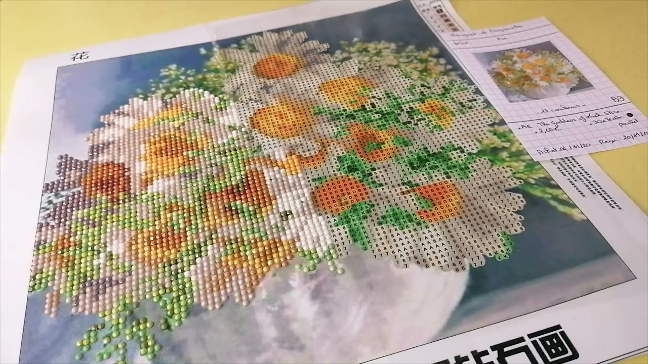 DP - Avis & Réalisation - Bouquet de pâquerettes - Diamond Painting