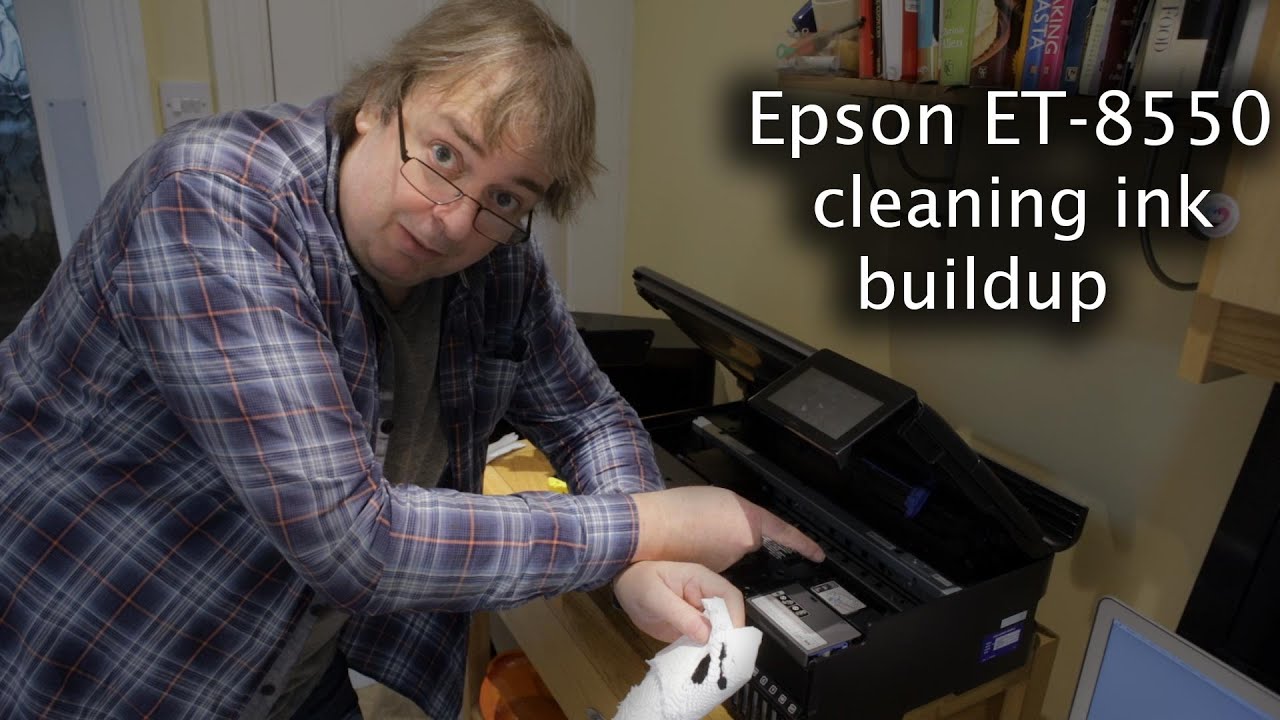 Epson ET-8550 ecotank printer internal cleaning for ink buildup. - YouTube