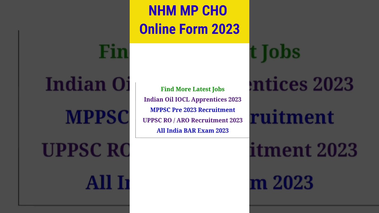 NHM MP CHO Online Form 2023 