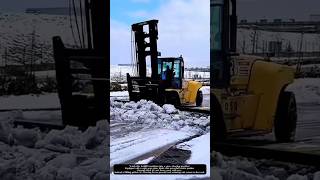Forklift Snow Plow in Action – Powerful Winter Cleanup Machine!