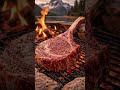 Cooking a Giant Tomahawk Steak Over Fire #cooking #outdoor
