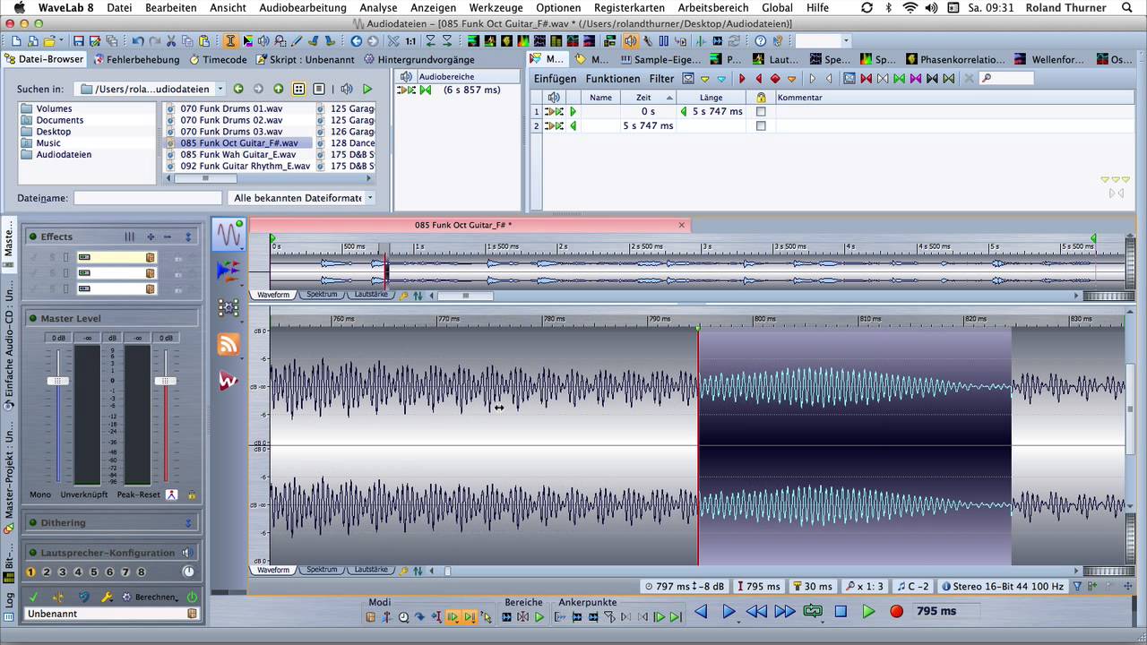 17.7 Wavelab - Cut, Copy, Paste und Crossfades