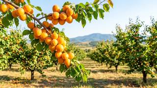 Harvesting ripe apricots in a quiet countryside orchard 🍑🍃