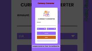Currency Converter Project. #css #html #javascript #tutorial #project #webdevelopment #shorts