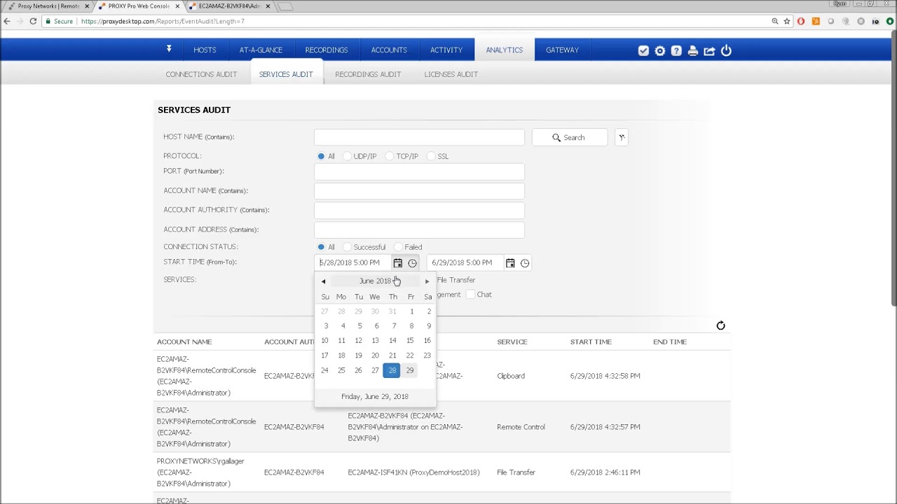 PROXY Pro RAS v10 - Activity and Analytics Summary