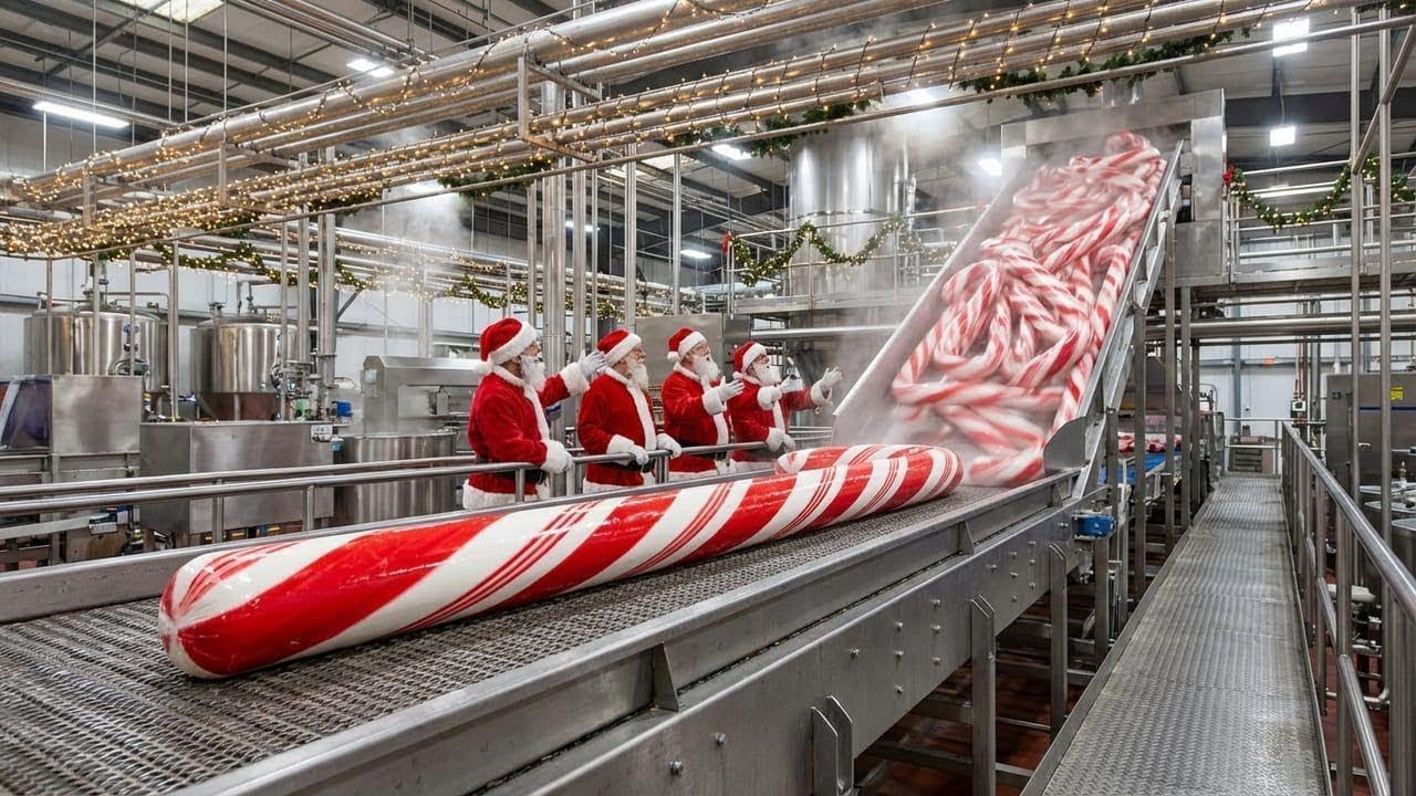 Inside the Candy Cane Factory – How Christmas Candy Is Made at Massive Scale