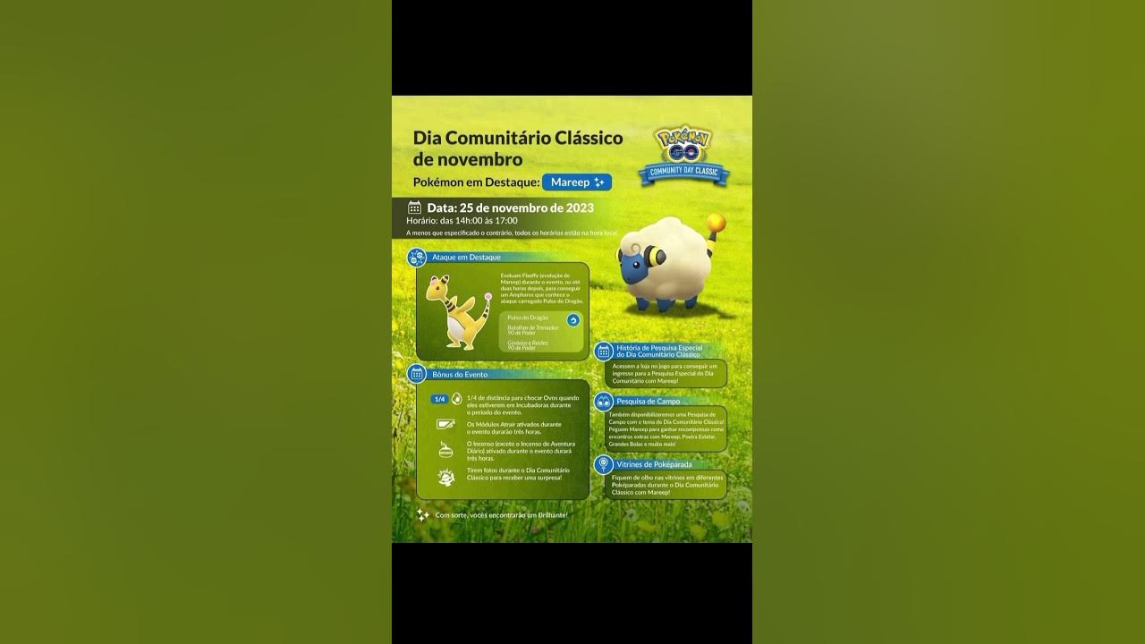 Dia Comunitário Clássico com Mareep no Pokémon GO em novembro de 2023