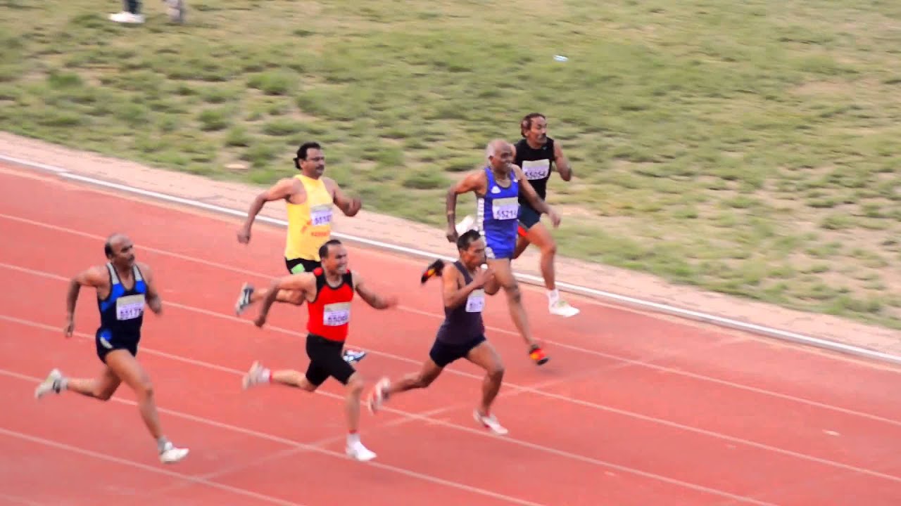 Men's 55+ 100M Final . Indian Open National Masters Athletics