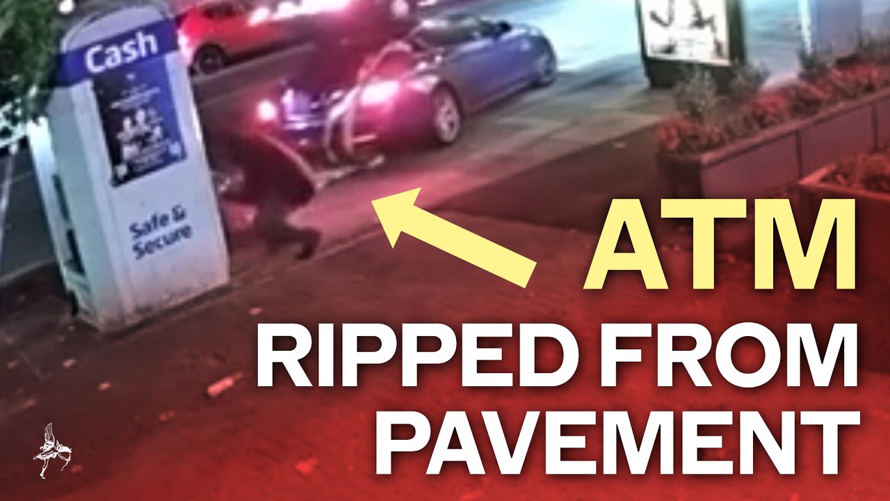 Watch: Thieves tow entire ATM out of London pavement in shocking theft Watch: Thieves tow entire ATM out of London pavement in shocking theft