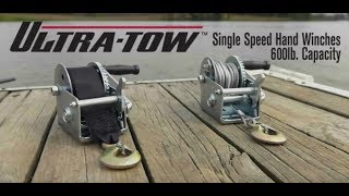 Ultra-Tow Single Speed Hand Winch with Wire Rope 600-Lb. Load Capacity 21ft. Rope