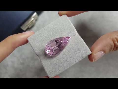 Rare intense pink pear cut morganite 14.86 carats Video  № 1