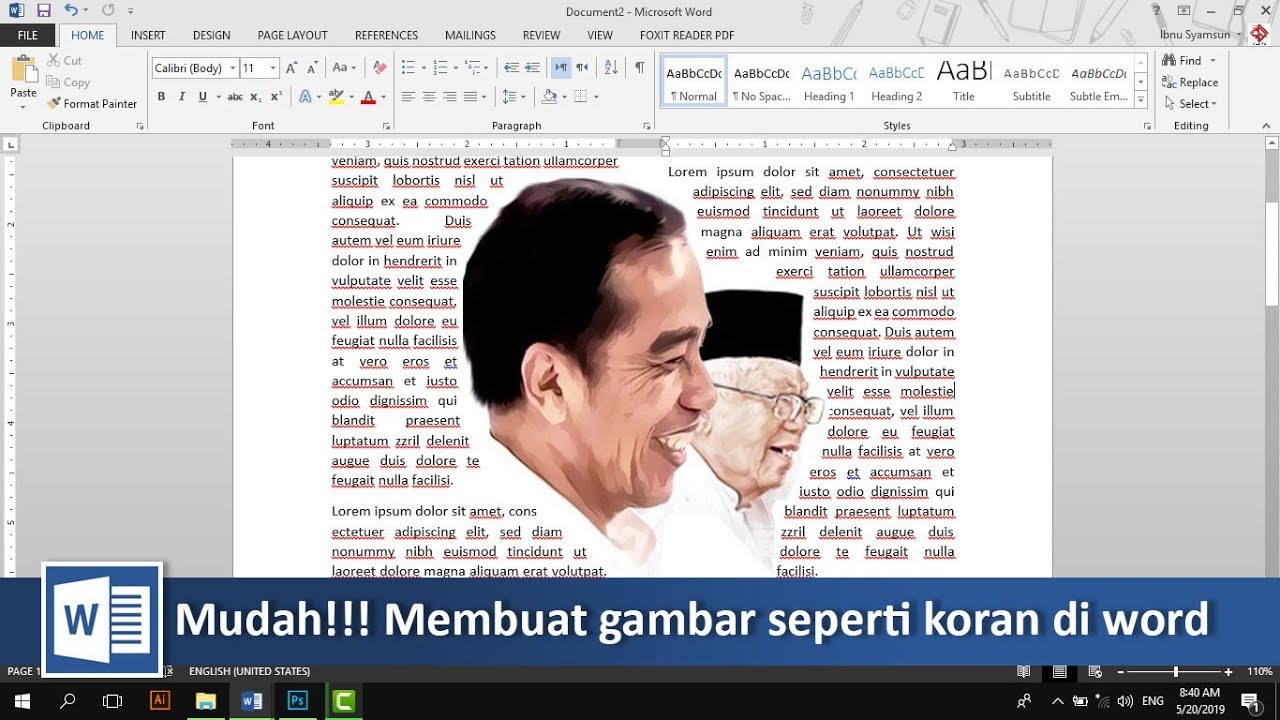 Mudahnya Memasukan Gambar Kedalam Teks Seperti Koran Di Word Tutorial89 Youtube