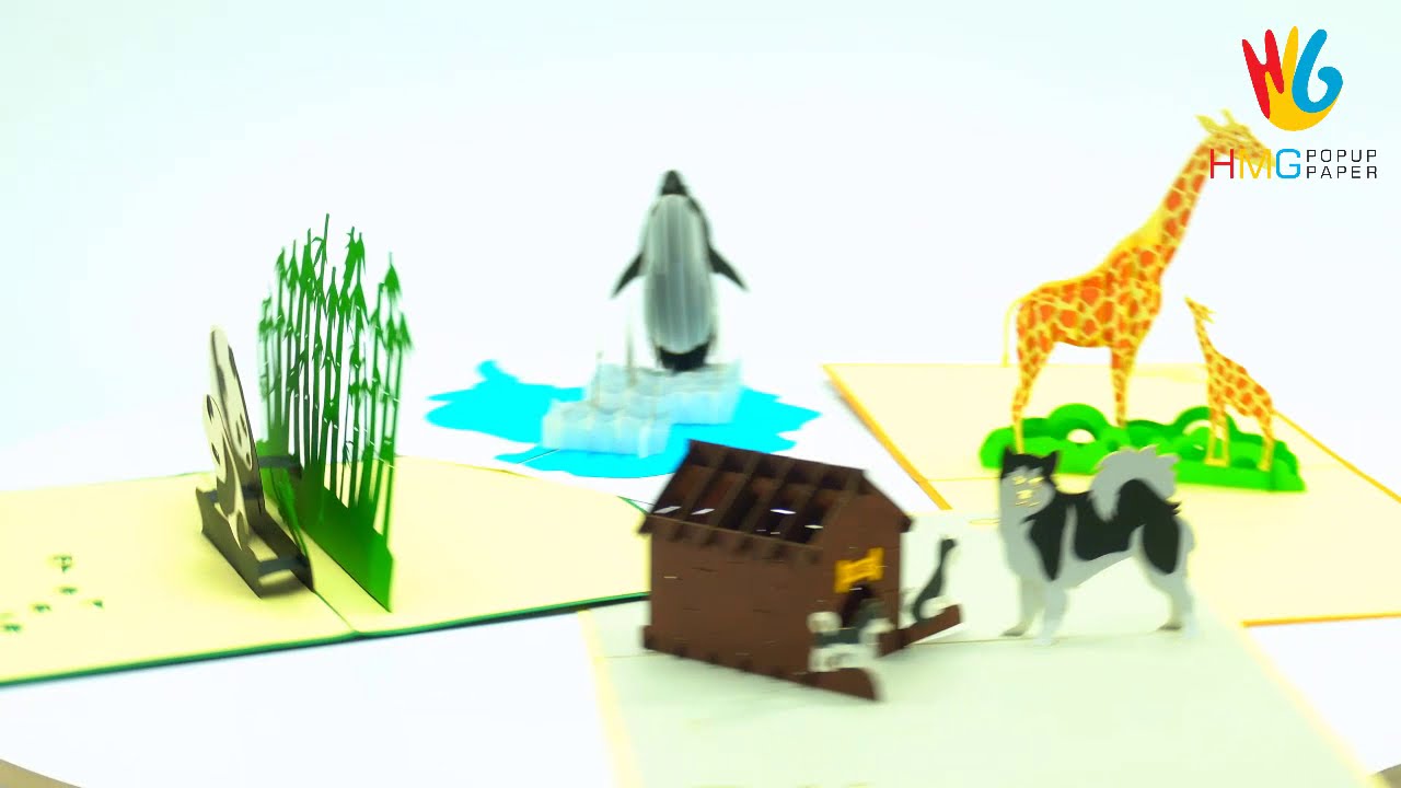 4 Lovely Animal Popup 3D Card