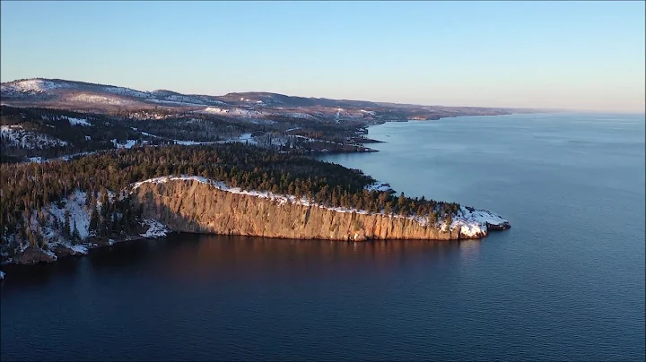 Shovel Point at Tettegouche MN State Park by drone. Northshore of Lake Superior in Winter     Part 1