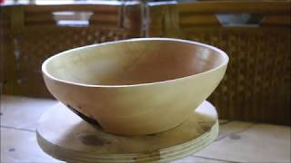 Woodturning the BarkBeetle Bowl.