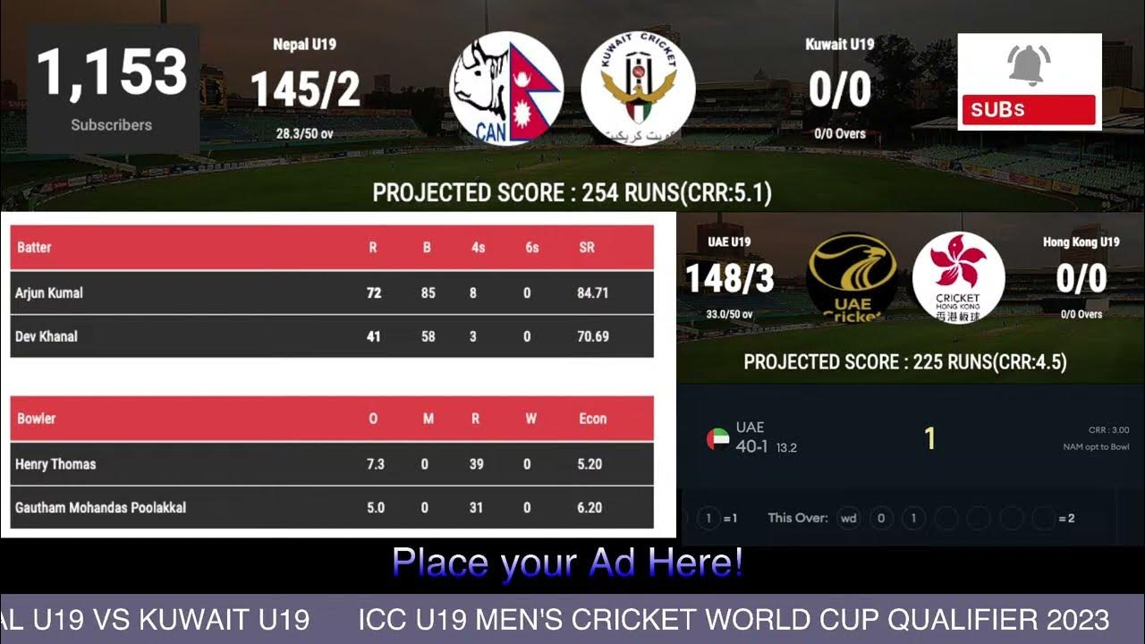 🔴 LIVE NEPAL U19 VS KUWAIT U19 ICC U19 MEN'S CRICKET WORLD CUP QUALIFIER 2023 cricketanalyst 🔴 LIVE NEPAL U19 VS KUWAIT U19 ICC U19 MEN'S CRICKET WORLD CUP QUALIFIER 2023 cricketanalyst