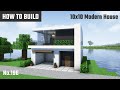 マイクラ建築：ガレージ付きのおしゃれなモダンハウスの作り方。10x10ブロックで簡単に。No.196【Minecraft】