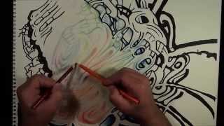 The Overlapping technique. Tribalogy abstract drawing.