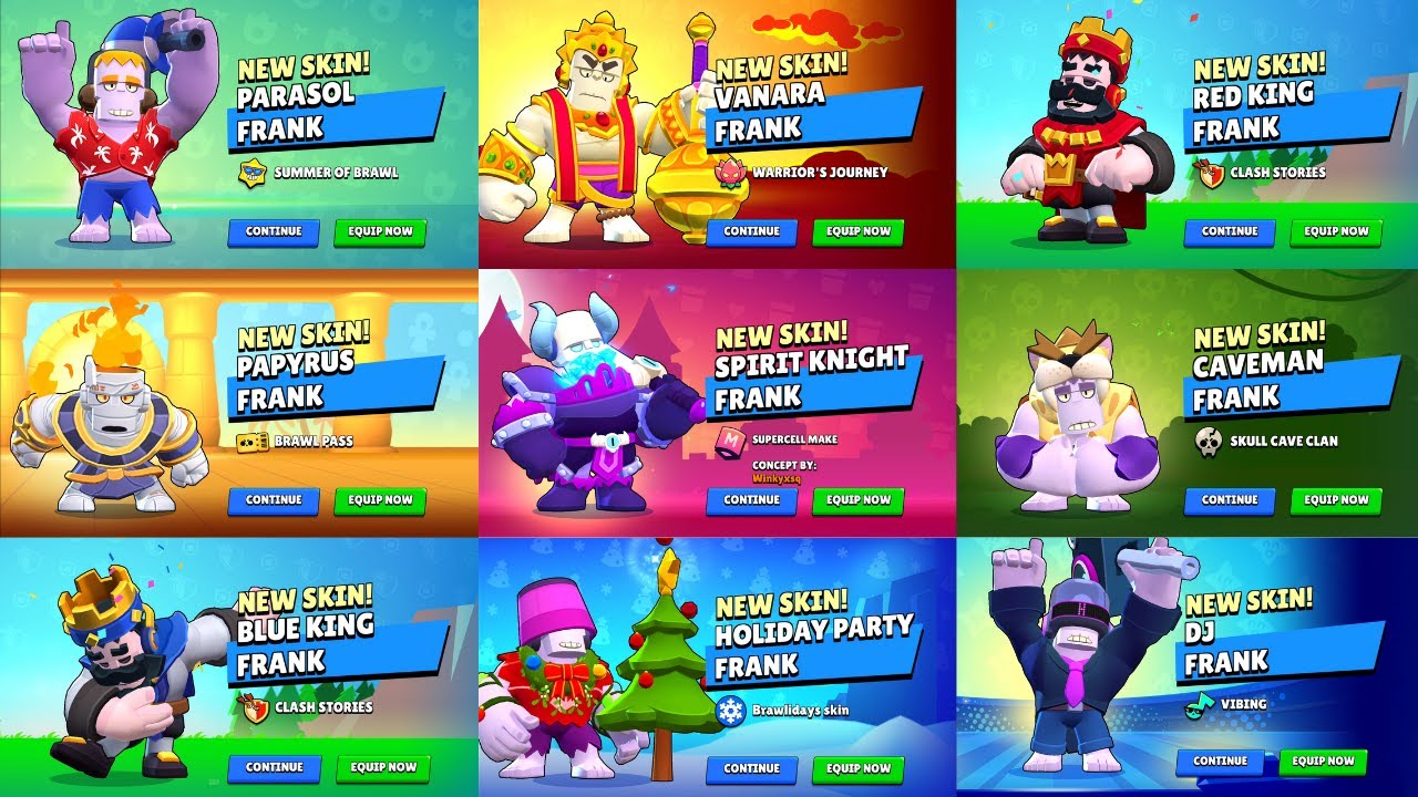 ALL FRANK Skins UNLOCKED! 💪 Animations + Gameplay | Brawl Stars