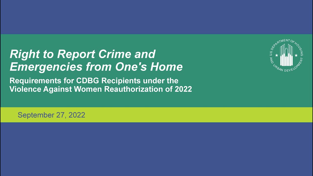 VAWA Right to Report from Home for CDBG Recipients Webinar - YouTube