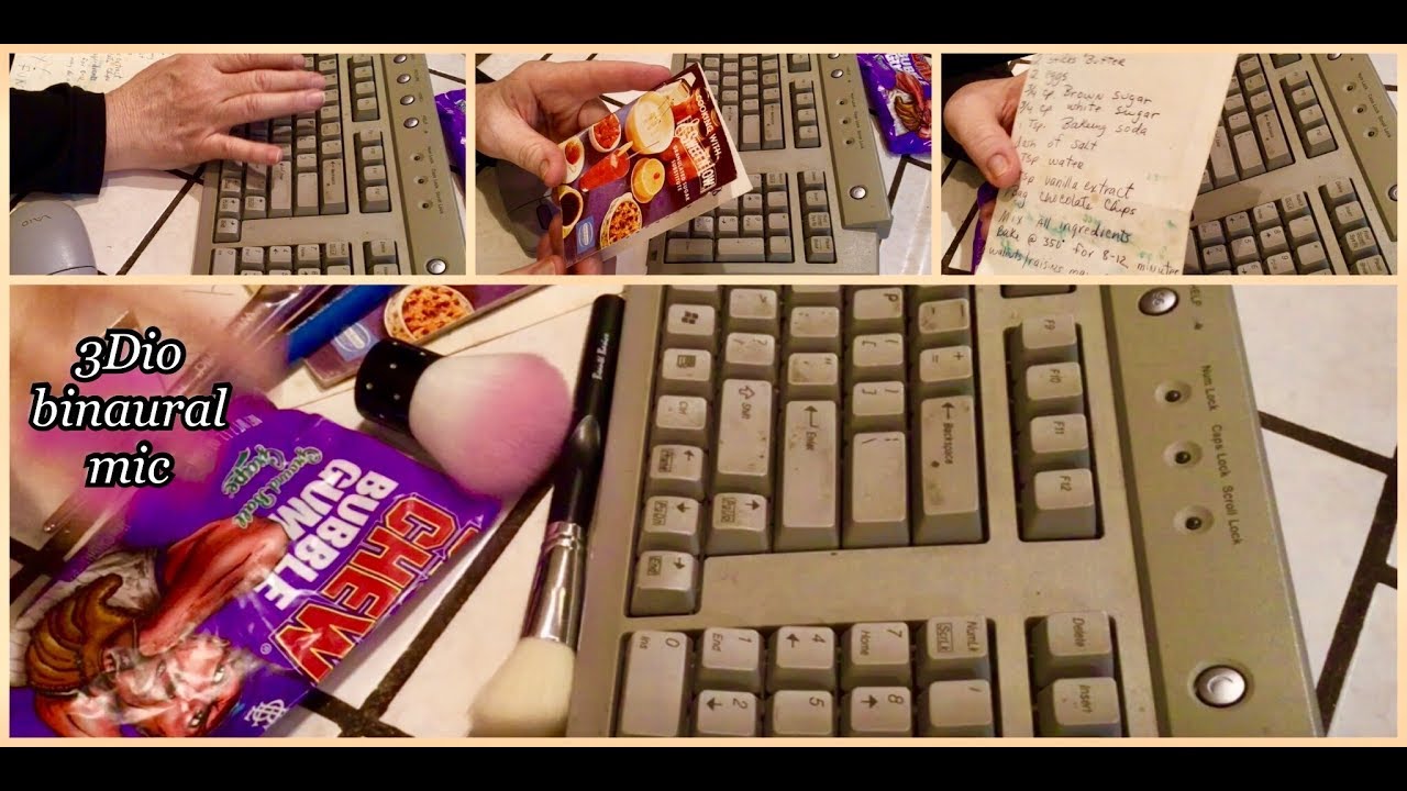 Quiet Typing 🎧 ASMR  Keyboard Sounds, grape bubble gum, brushes