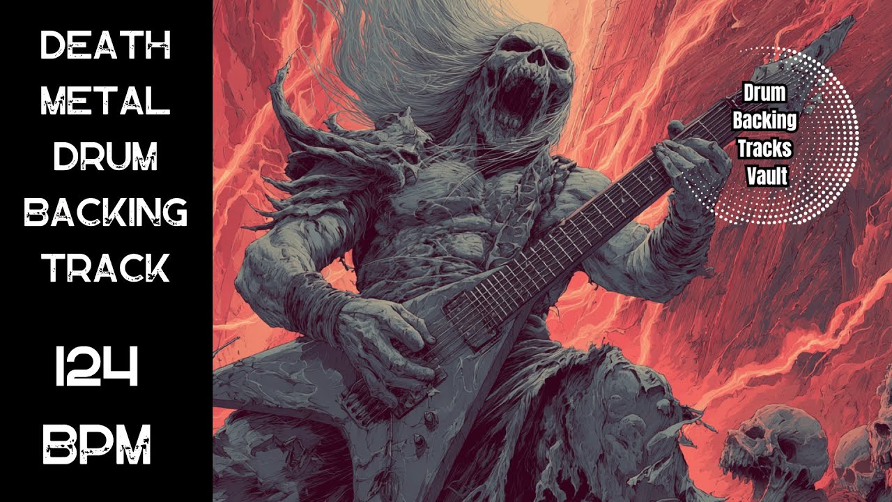 Death Metal Drum Backing Track 124 BPM | Old School Stomp | Royalty Free Drum Loop