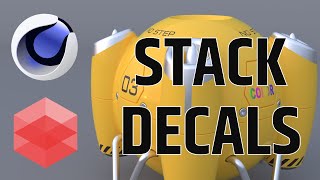 Cinema 4D and Redshift: material stacking and decals, no UV's