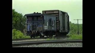 Oil Pipe Train On Conrail At Porter, Ind 6682 Plus C&O Chapel Hill Observation Car And Speno Svcs