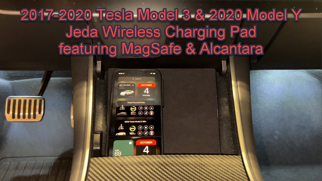 First Look at new Jeda Wireless Pad v4 for Tesla Model 3/Y featuring  MagSafe and Alcantara - YouTube