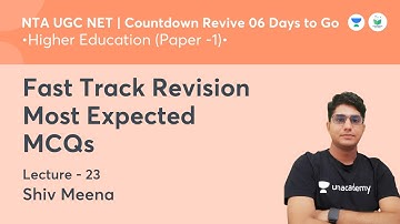 Fast Track Revision Most Expected MCQs  | Higher Education | NTA UGC NET JRF | by Shiv Meena