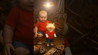 This baby got his cat baby a new bike  Part 2 #aicat #baby #cat #trending