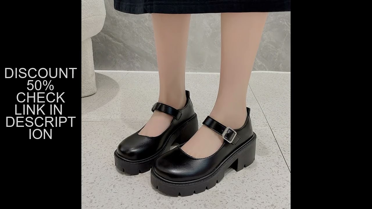Black Ankle Buckle Platform Pumps Women Japanese Style Patent Leather Mary Jane Shoes Woman Punk Thi