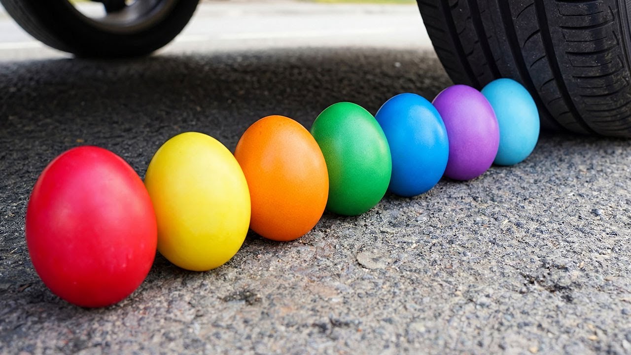 Experiment Rainbow Light Bulb vs Car! Crushing Crunchy, Soft Things with Car! ⚡️💦