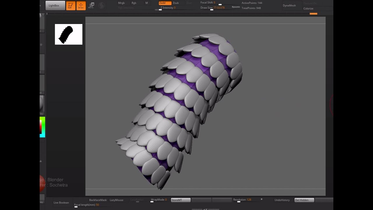 Zbrush Nanomesh rotation fix ( Snake Scale ) - YouTube