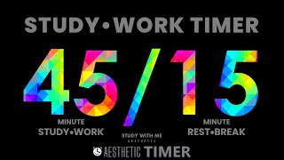 45/15 POMODORO TIMER, No Music, 4 Hour Study, Gentle Alarm, Focus Study
