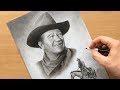 John wayne pencil drawing