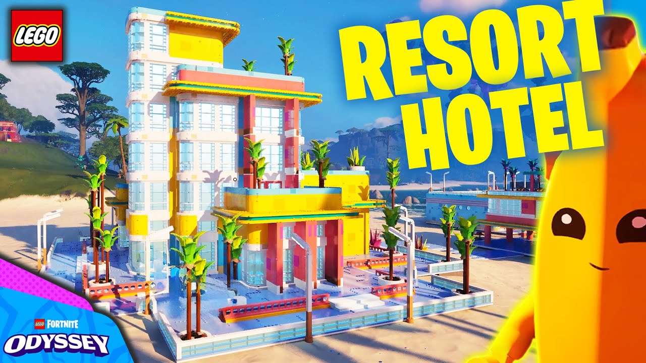 LEGO Fortnite Build a Resort Hotel (Palm Paradise Set) Step-by-step Tutorial